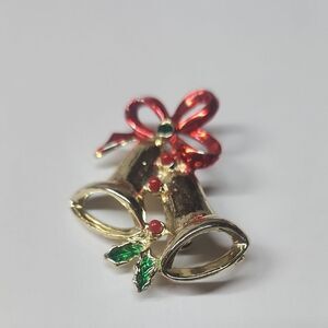 Golden Christmas Bells Brooch